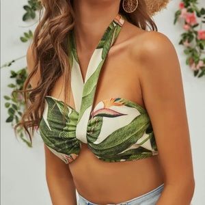 Tropical print halter top